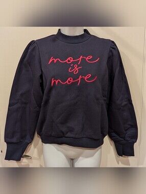 Labelrail X Navy Sweatshirt W/ Pink Embroidery "More is More" Women's 6 NWT